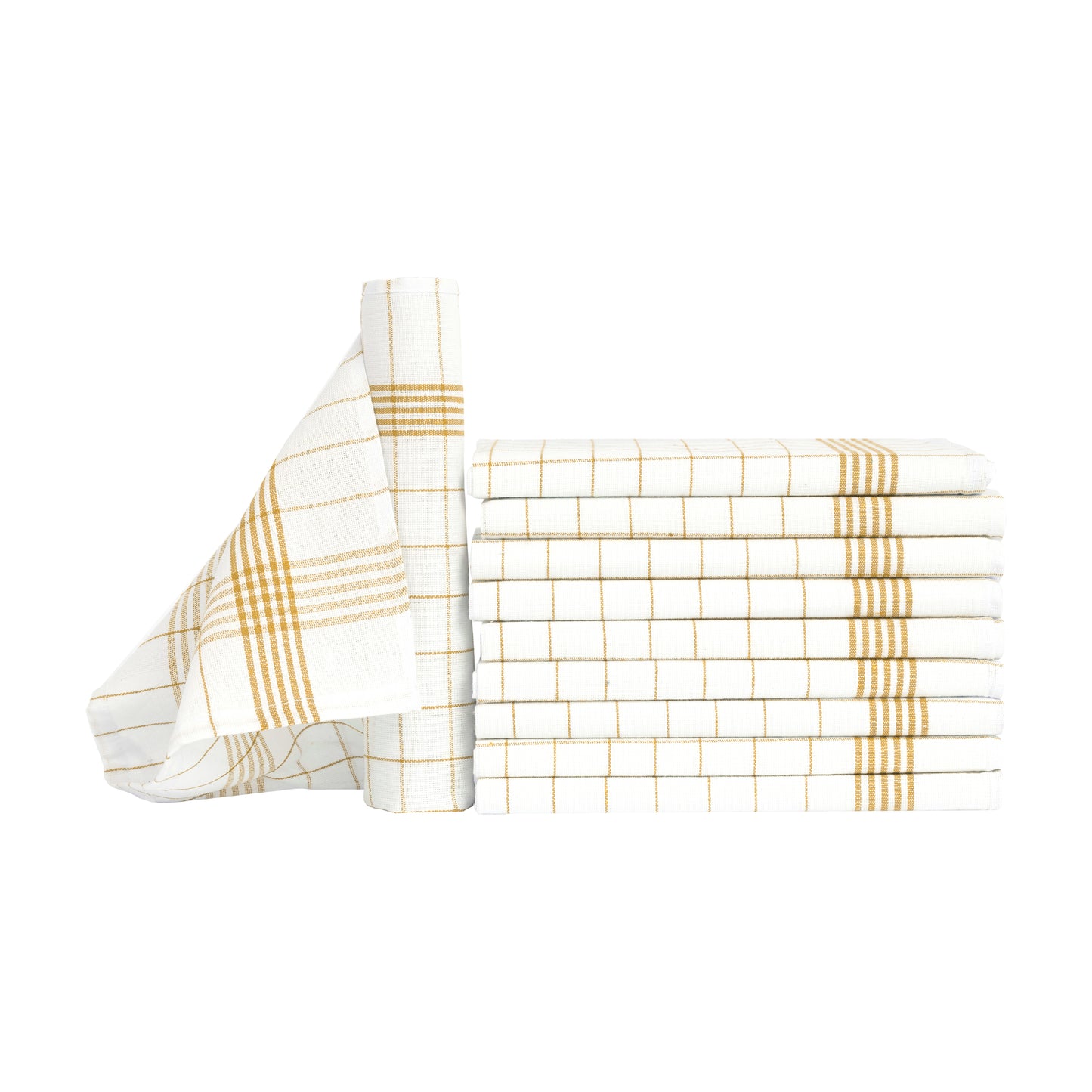 Merkanta Geschirrtücher 10er Set Küchentücher 50x70cm, gelb weiß kariert, 100% Baumwolle Geschirrhandtücher Mehrfarbig kariert, Handtücher Küche super saugfähig, Küchenhandtücher Abtrockentücher
