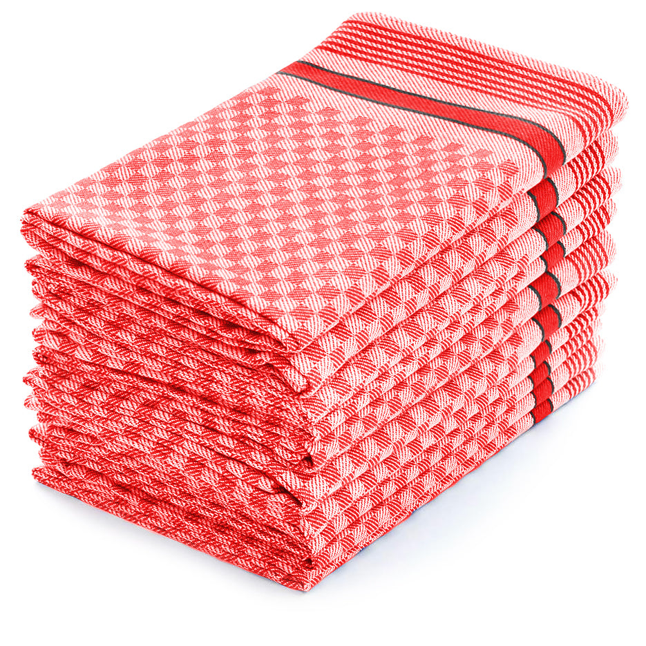 Merkanta Geschirrtücher 10er Set, Küchentücher 50x70cm, 100% Baumwolle, Geschirrhandtücher, rot weiß kariert, super saugfähig, waschbar bei 95 Grad