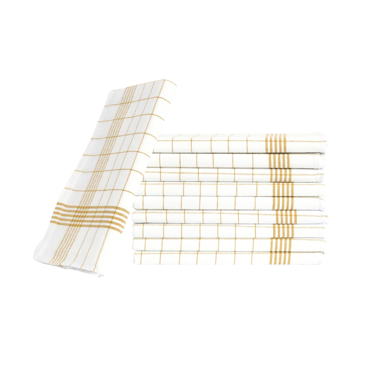 Merkanta Geschirrtücher 10er Set Küchentücher 50x70cm, gelb weiß kariert, 100% Baumwolle Geschirrhandtücher Mehrfarbig kariert, Handtücher Küche super saugfähig, Küchenhandtücher Abtrockentücher