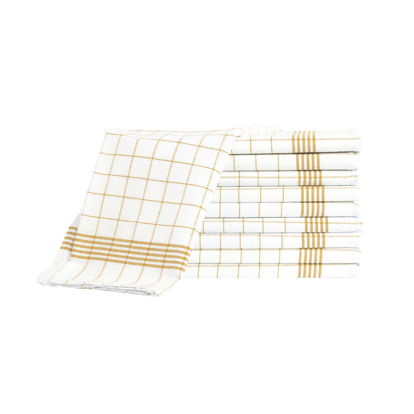 Merkanta Geschirrtücher 10er Set Küchentücher 50x70cm, gelb weiß kariert, 100% Baumwolle Geschirrhandtücher Mehrfarbig kariert, Handtücher Küche super saugfähig, Küchenhandtücher Abtrockentücher