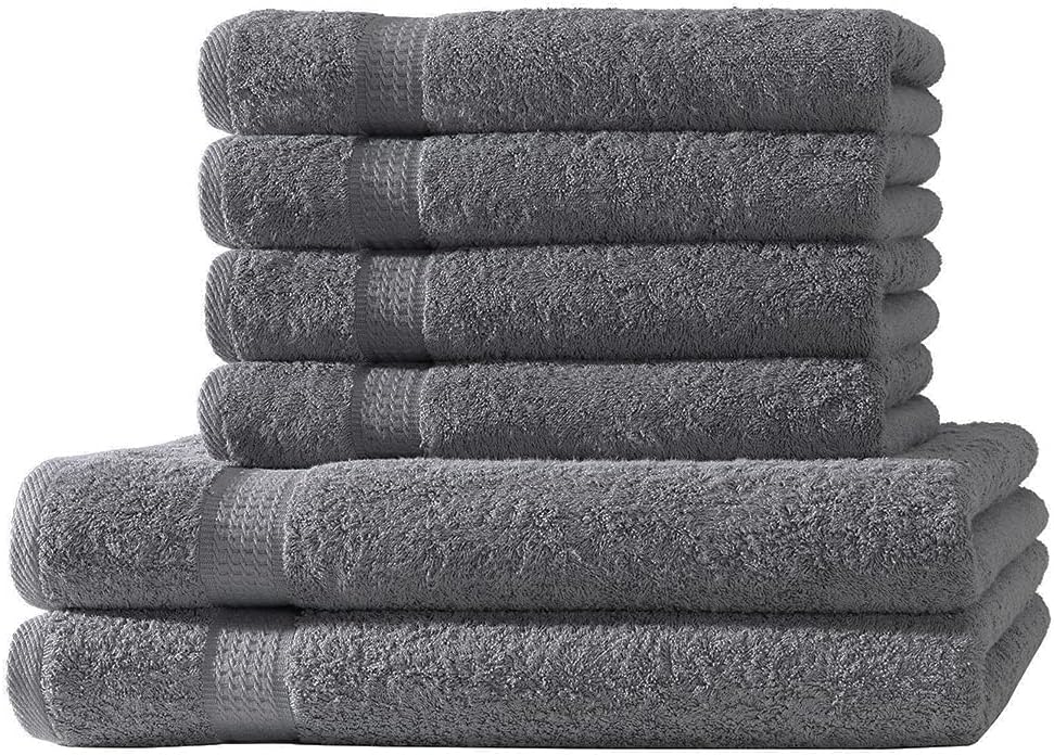 Merkanta Handtuch Set, 10 teilig, 2 Gästetücher, 4 Handtücher, 2 Duschtücher, 2 Waschlappen, 100% Baumwolle, Badetücher , Bath Towel , Handtücherset Badezimmer, Bad Tücher (Anthrazit)