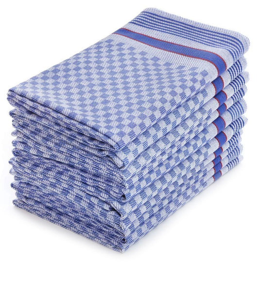 Merkanta Handtücher 10er Set, Küchentücher 50x70cm, 100% Baumwolle, Handtücher, blau-weiß kariert, super saugfähig, waschbar bei 95 Grad und trocknergeeignet
