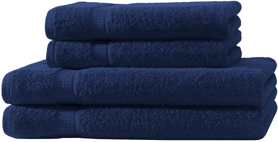 Merkanta Handtuch Set , 10 teilig , 2 Gästetücher, 4 Handtücher, 2 Duschtücher, 2 Waschlappen, 100% Baumwolle , Badetücher , Bath Towel, Handtücherset Badezimmer , Bad Tücher (Navy)