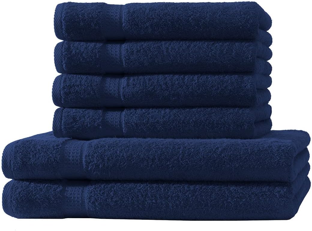 Merkanta Handtuch Set , 10 teilig , 2 Gästetücher, 4 Handtücher, 2 Duschtücher, 2 Waschlappen, 100% Baumwolle , Badetücher , Bath Towel, Handtücherset Badezimmer , Bad Tücher (Navy)