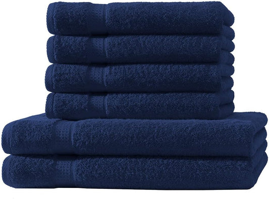 Merkanta Handtuch Set , 10 teilig , 2 Gästetücher, 4 Handtücher, 2 Duschtücher, 2 Waschlappen, 100% Baumwolle , Badetücher , Bath Towel, Handtücherset Badezimmer , Bad Tücher (Navy)