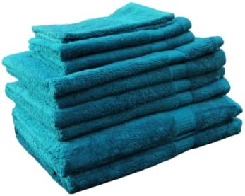 Merkanta Handtuch Set petrol , 10 teilig , 2 Gästetücher , 4 Handtücher , 2 Duschtücher , 2 Waschlappen , 100% Baumwolle , Badetücher , bath towel , Handtücherset Badezimmer , Bad Tücher (Petrol - grünblau)