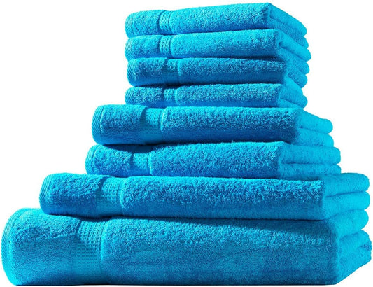 Merkanta Handtuch Set Türkis , 10 teilig , 2 Gästetücher, 4 Handtücher, 2 Duschtücher, 2 Waschlappen, 100% Baumwolle , Badetücher , Bath Towel , Handtücherset Badezimmer , Bad Tücher